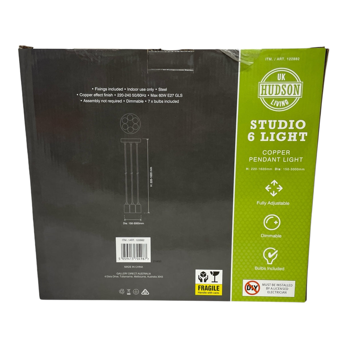 Hudson Living Studio LED Pendant Light Copper - Damaged Packaging