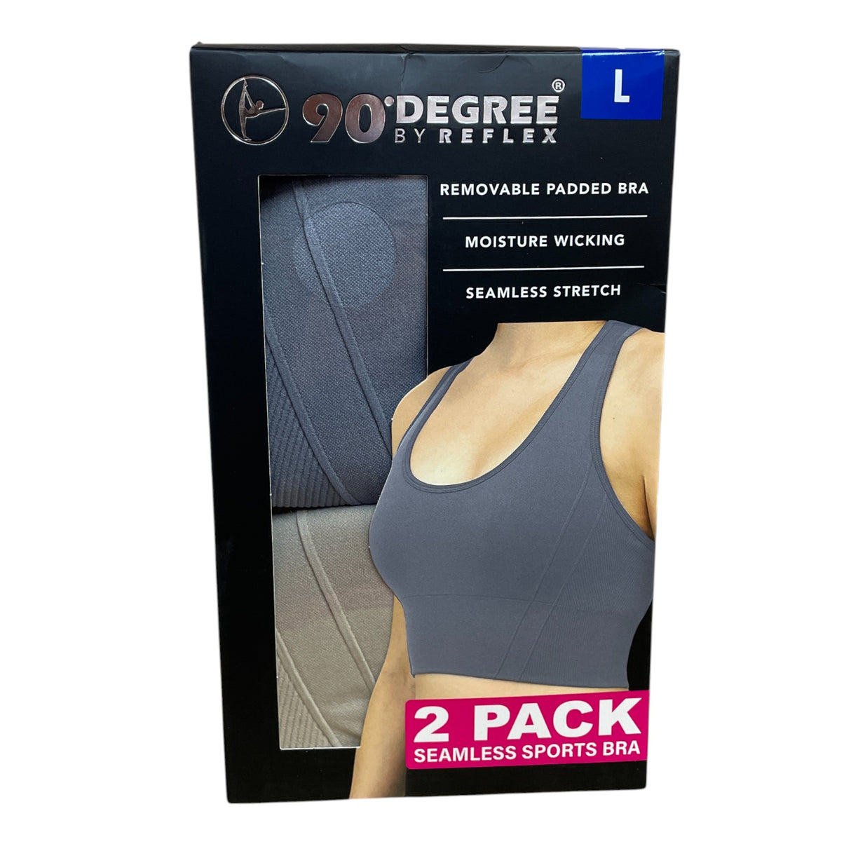 90 Degree By Reflex Women's Seamless Sports Bra 2 Pack SIZE - Large