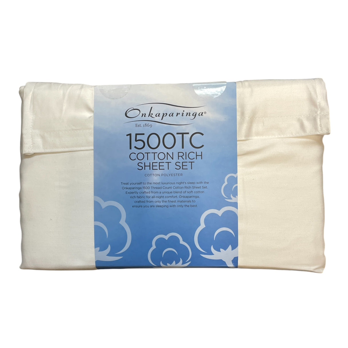 Onkaparinga Cotton Rich 1500 Thread Count Sheet King 4 Piece Set - White