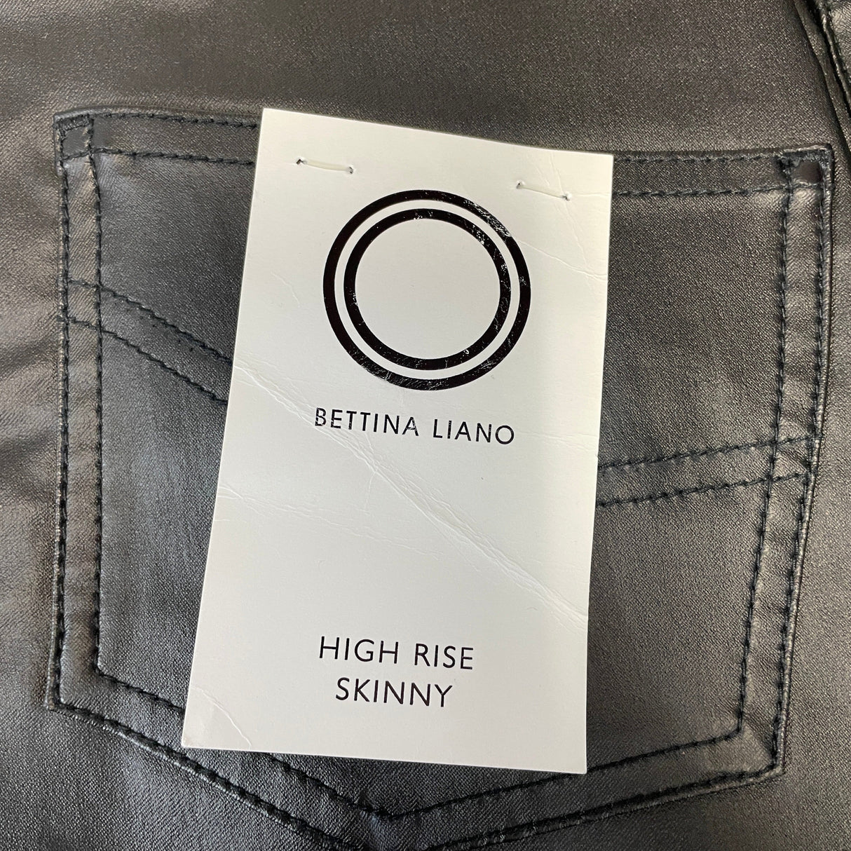 Bettina Liano Women's High Rise PU Coated Skinny Jean - Black