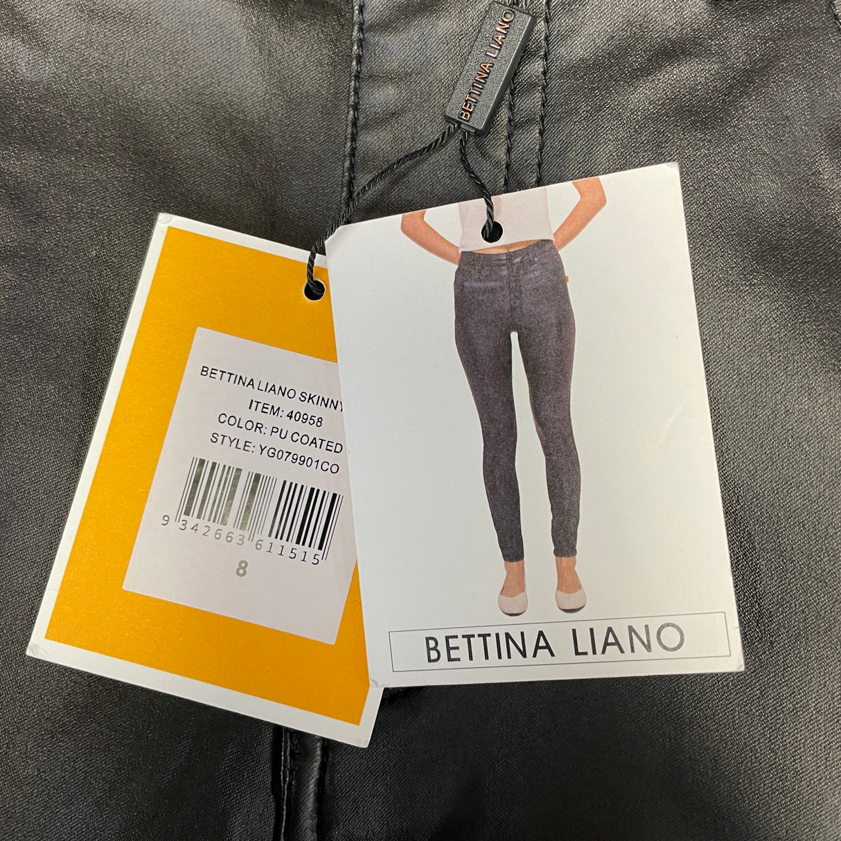 Bettina Liano Women's High Rise PU Coated Skinny Jean - Black