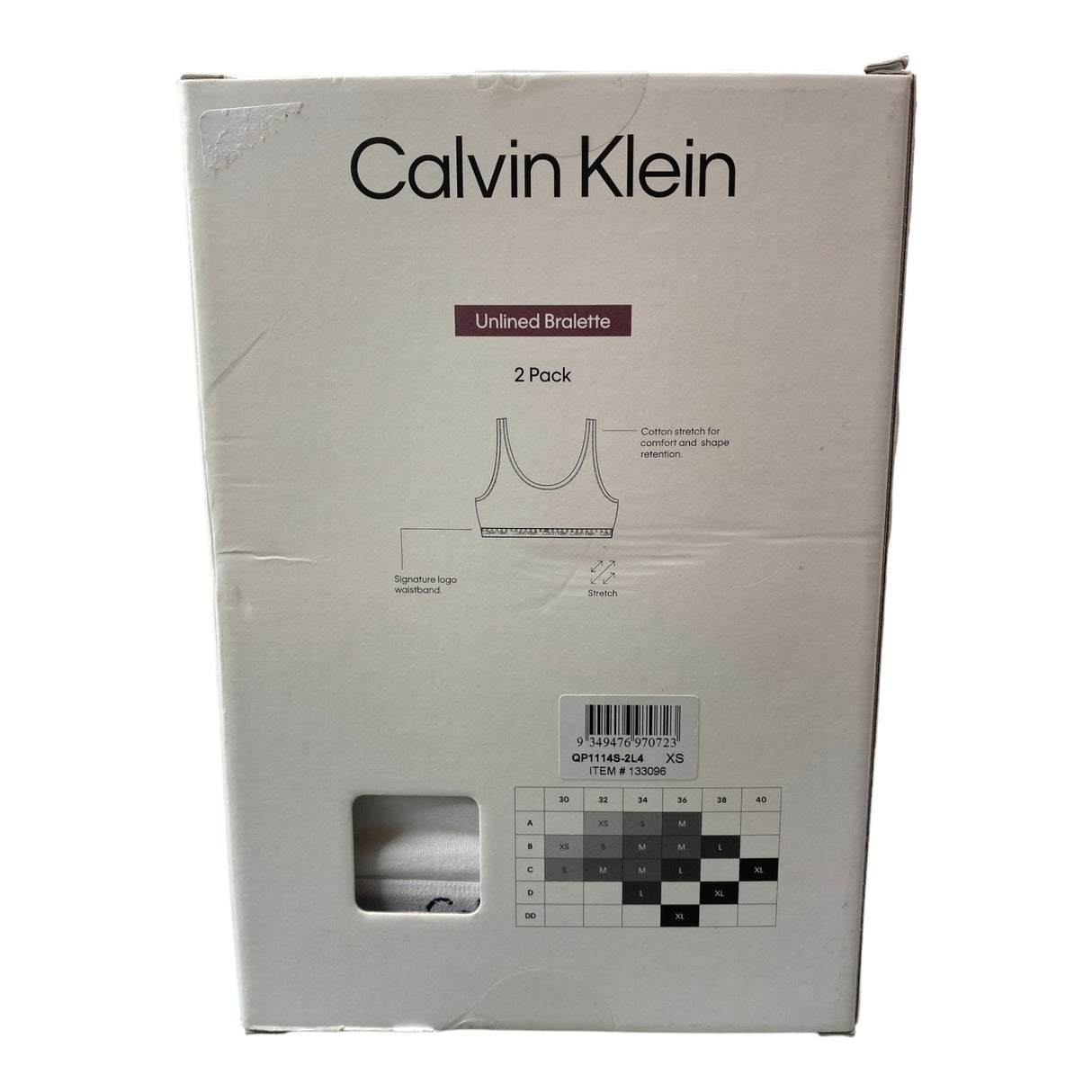 Calvin Klein 2x Women's Unlined Bralette SIZE - Extra Small