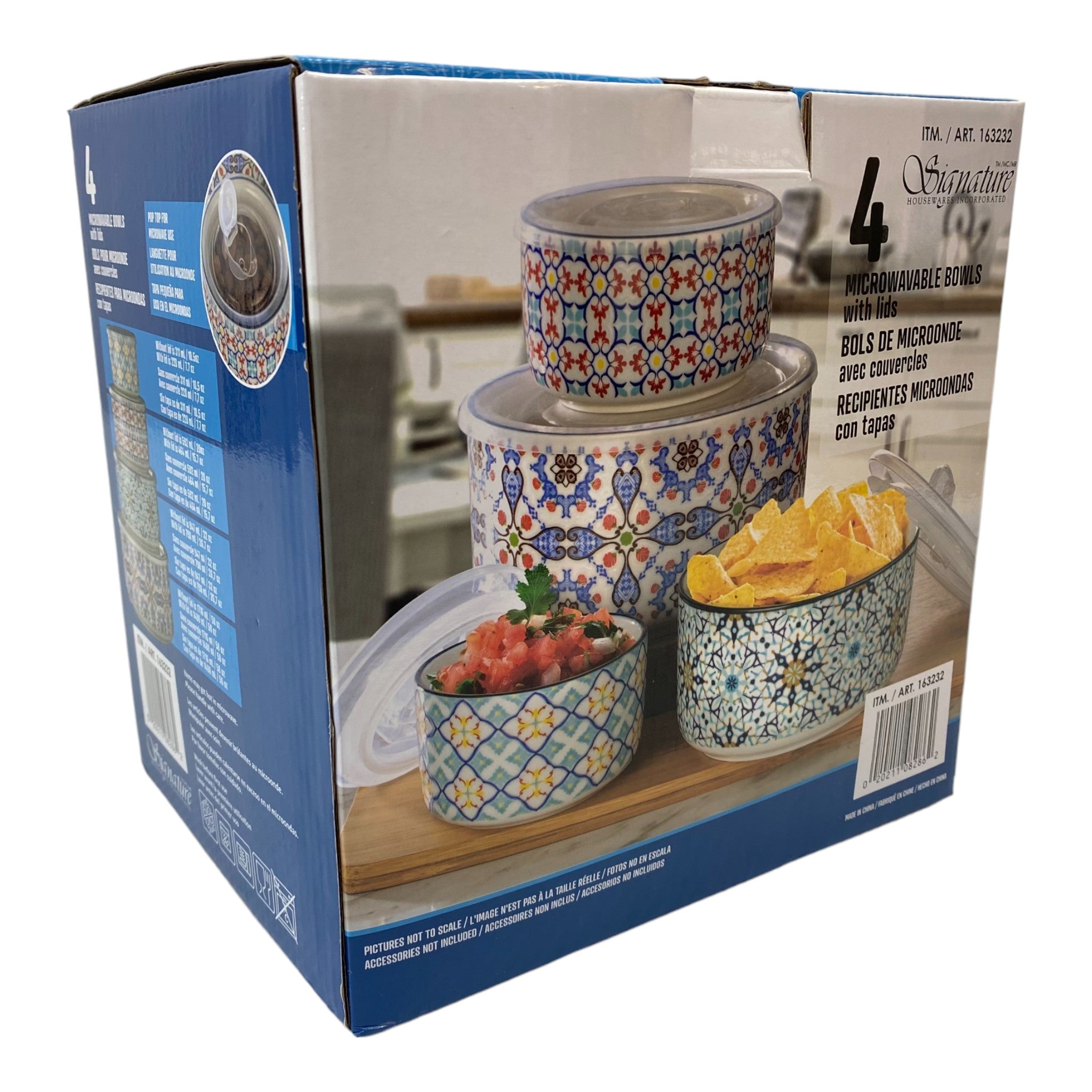 Signature 4 Piece Stoneware Microwavable Bowls With Lids