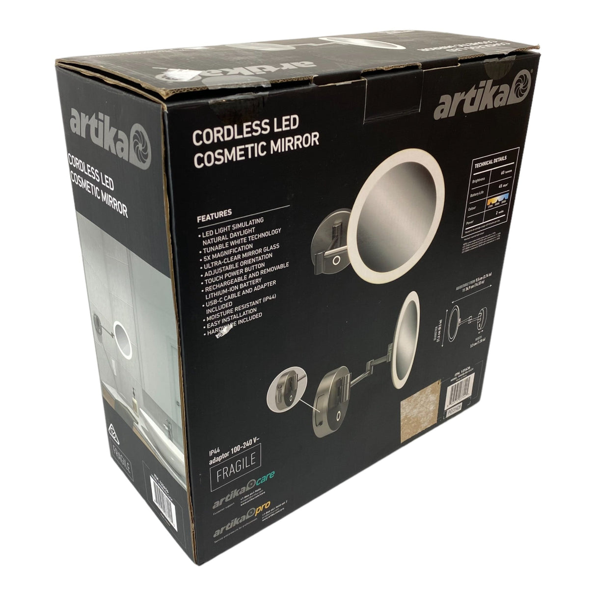 Artika Radia Stainless Steel Cordless LED Cosmetic Mirror
