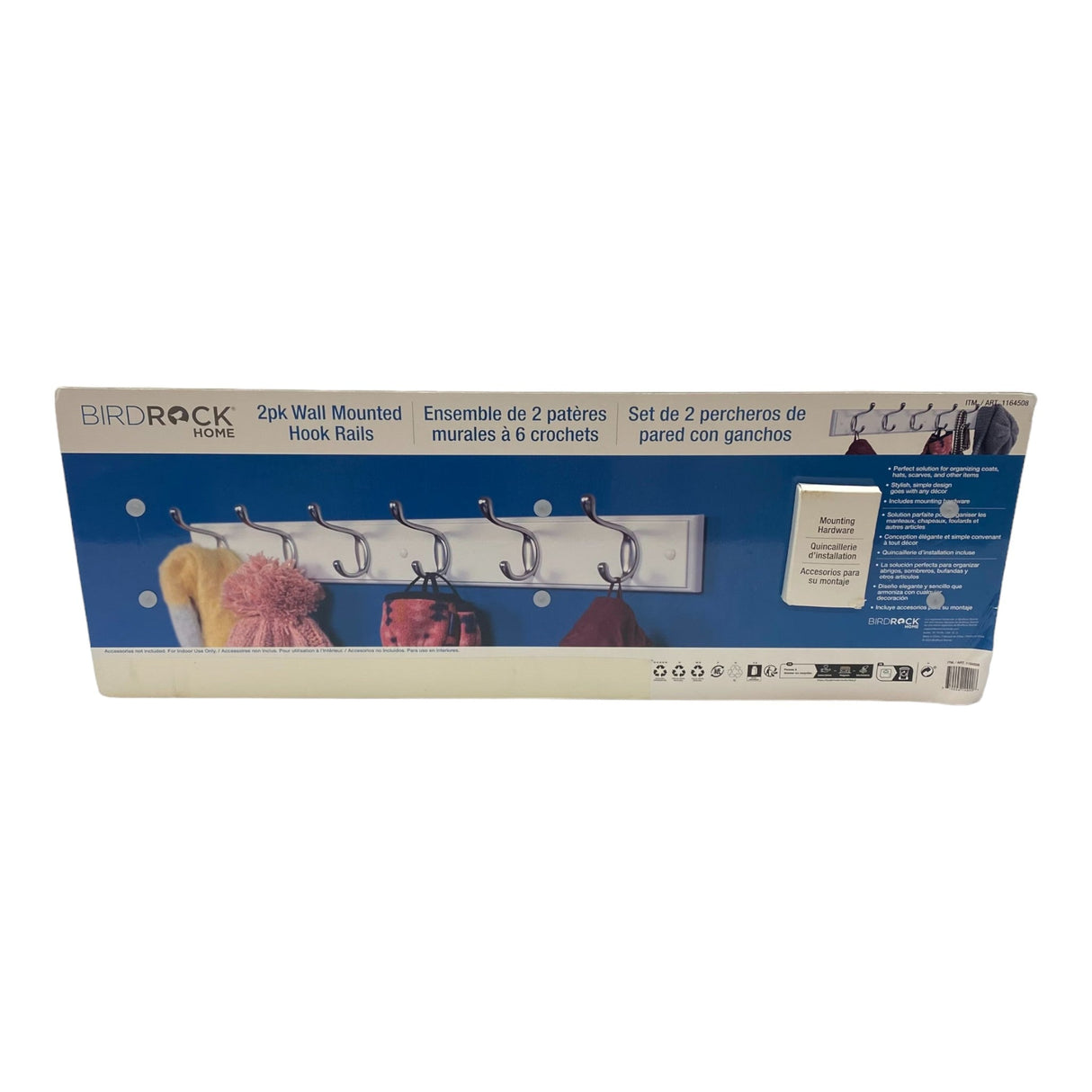 Bird Rock 2 Pack Wall Mounted Hook Rails