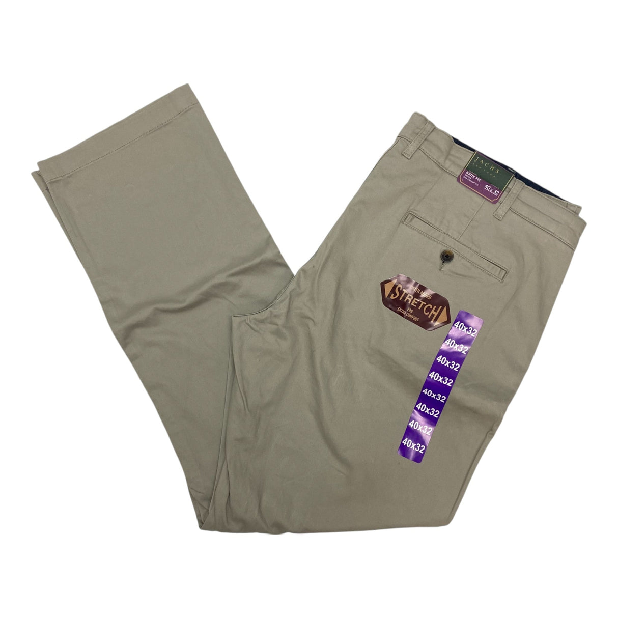 Jachs Men's Bowie Fit Mid-Rise Stretch Slim Straight Leg Pants - Size 40x32