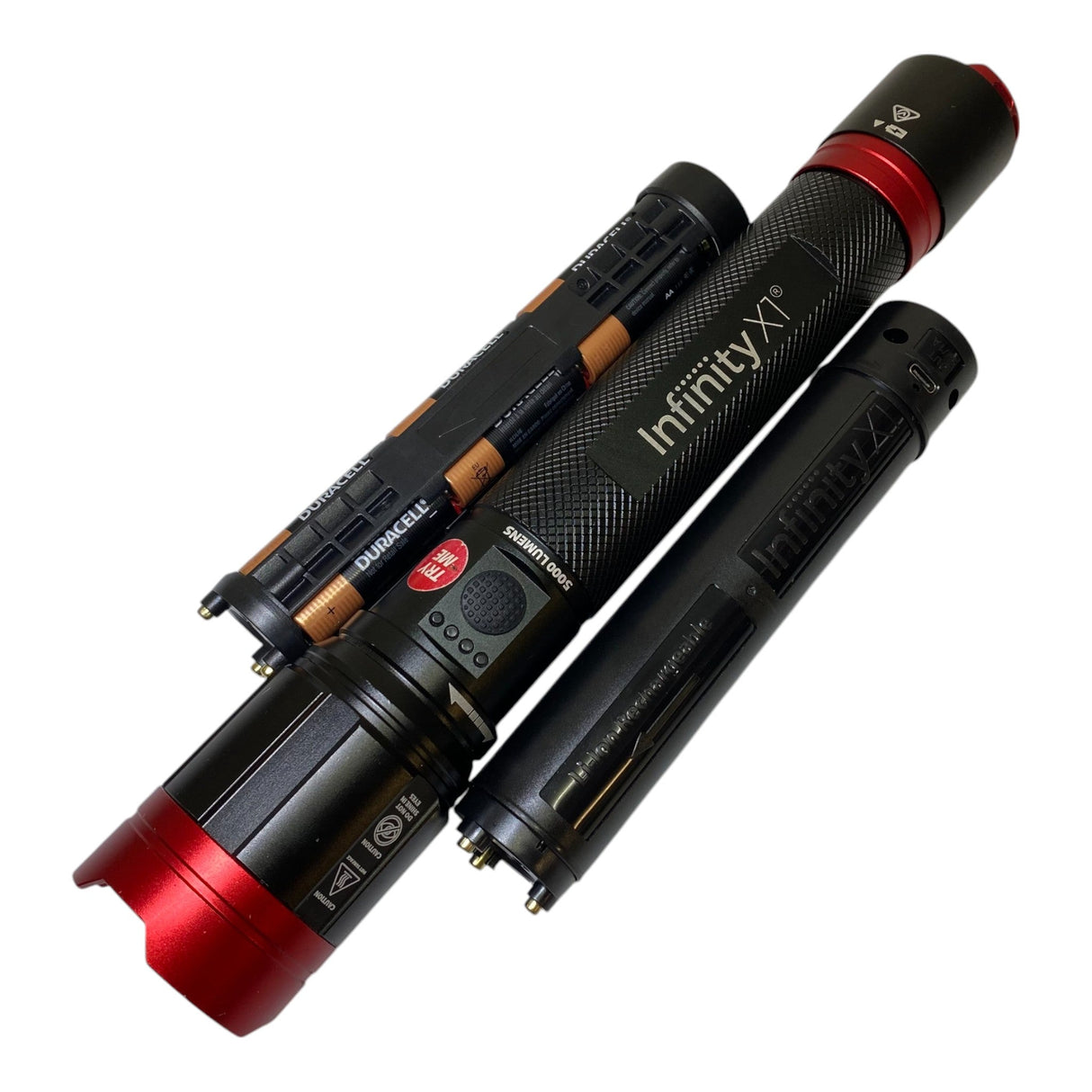 Infinity 5000 Lumens X1 Dual Power Rechargeable Flashlight
