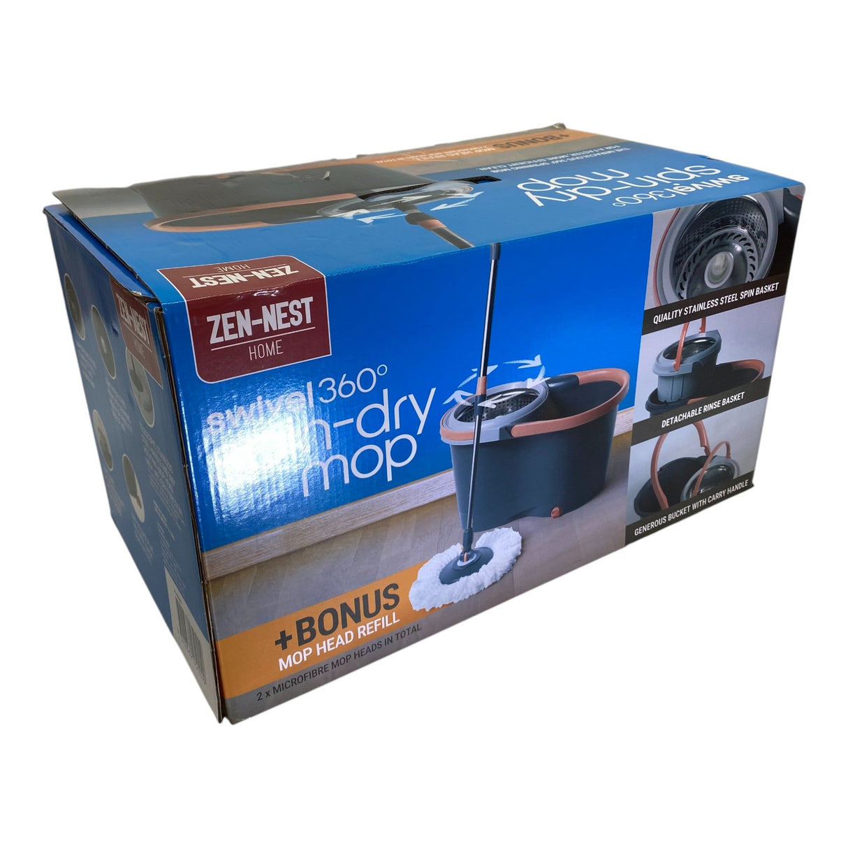 Zen-Nest Home Swivel 360 Spin-Dry Mop With Bonus Mop Head Refill
