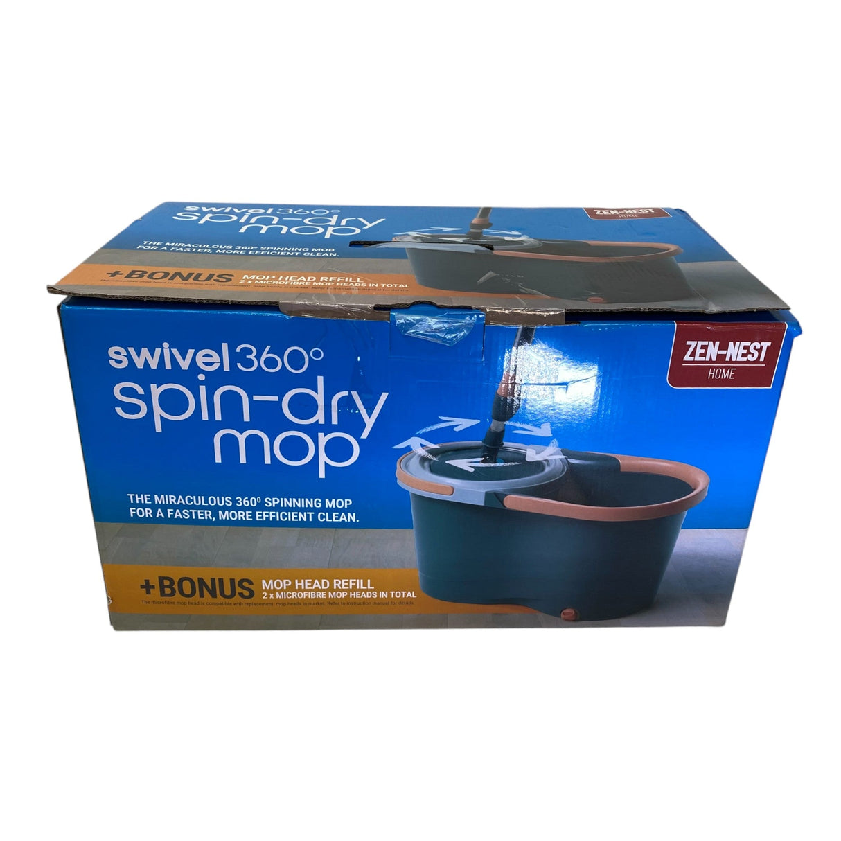 Zen-Nest Home Swivel 360 Spin-Dry Mop With Bonus Mop Head Refill