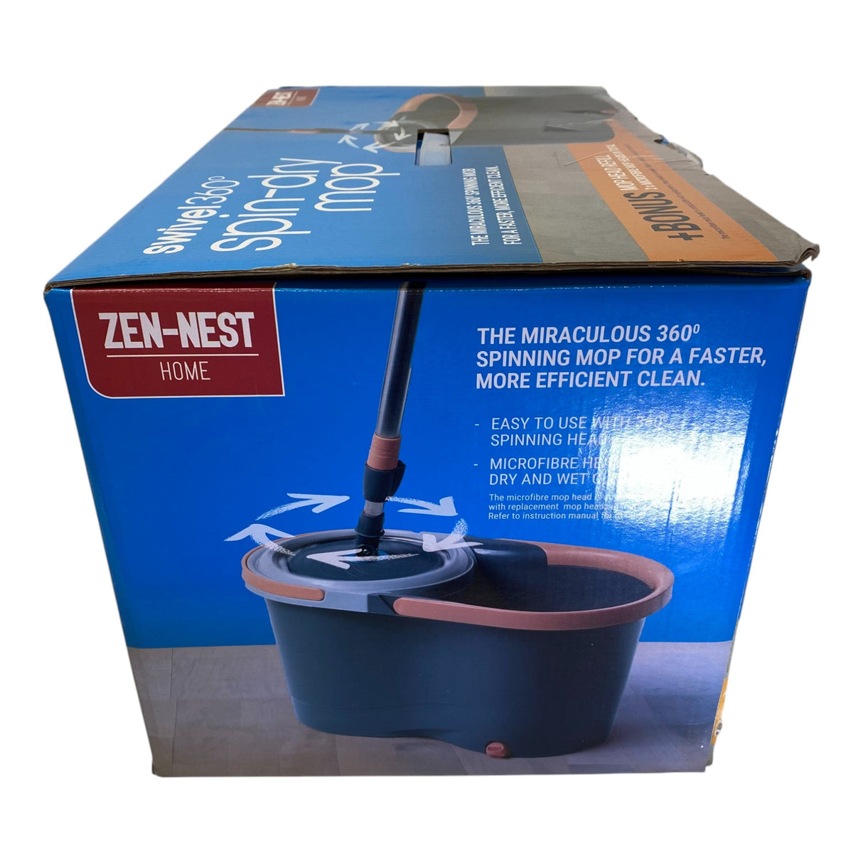 Zen-Nest Home Swivel 360 Spin-Dry Mop With Bonus Mop Head Refill