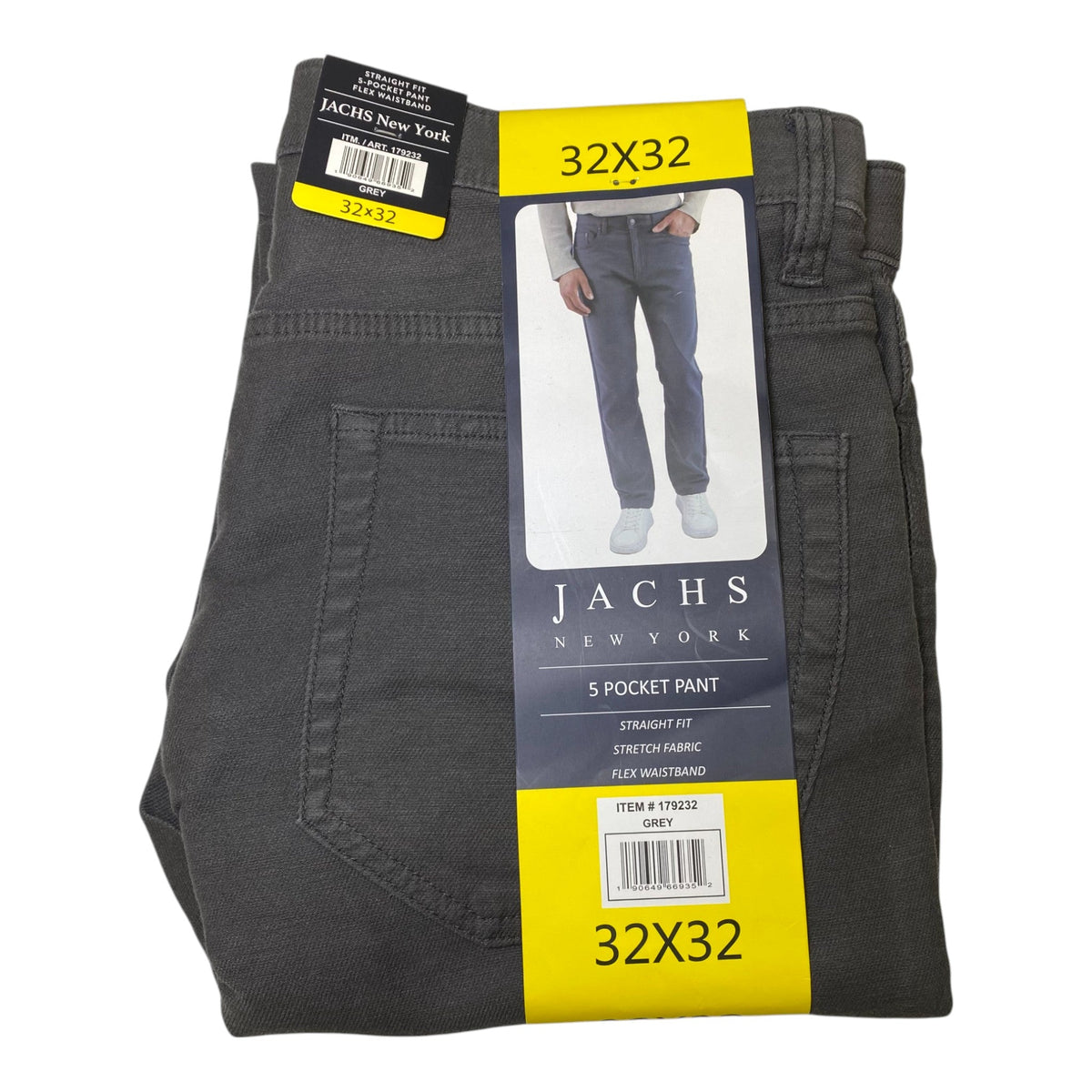 Jachs New York Straight Fit 5-Pocket Pants - Grey SIZE - 32 x 32
