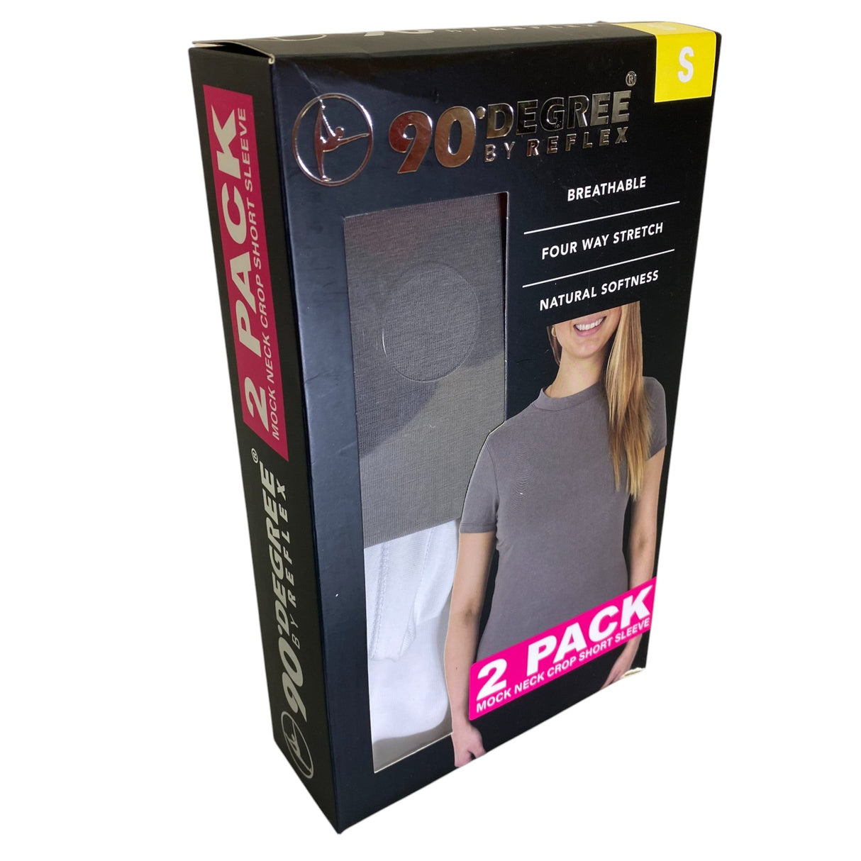 90 Degree By Reflex 2x Women's Mock Neck Crop Short Sleeve T-Shirts SIZE - Small