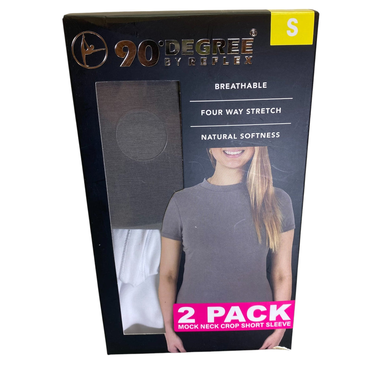 90 Degree By Reflex 2x Women's Mock Neck Crop Short Sleeve T-Shirts SIZE - Small