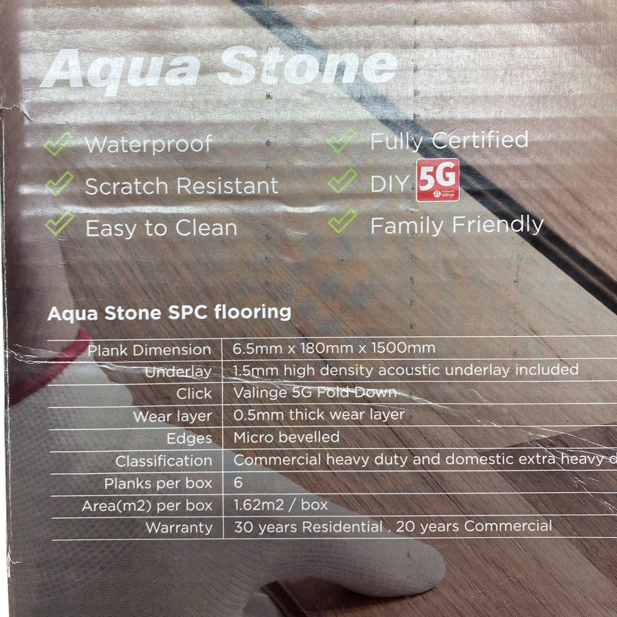 Aqua Stone 6x 6.5mm Stone Polymer Composite Flooring - Grey Mist Oak - Minor Damage