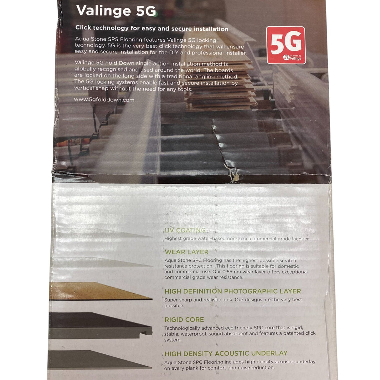 Aqua Stone 6x 6.5mm Stone Polymer Composite Flooring - Grey Mist Oak - Minor Damage