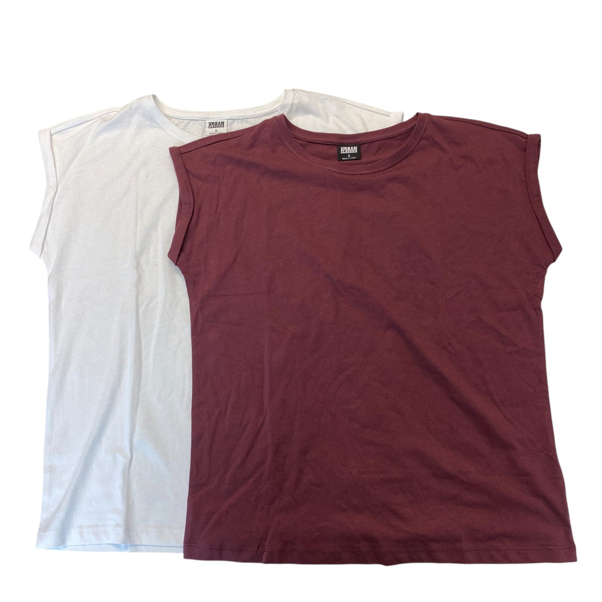 Urban Classics Ladies Extended Shoulder Tee 2-Pack Cherry & White