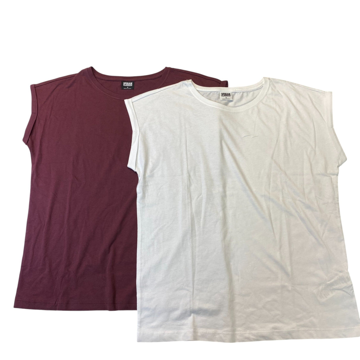 Urban Classics Ladies Extended Shoulder Tee 2-Pack Cherry & White