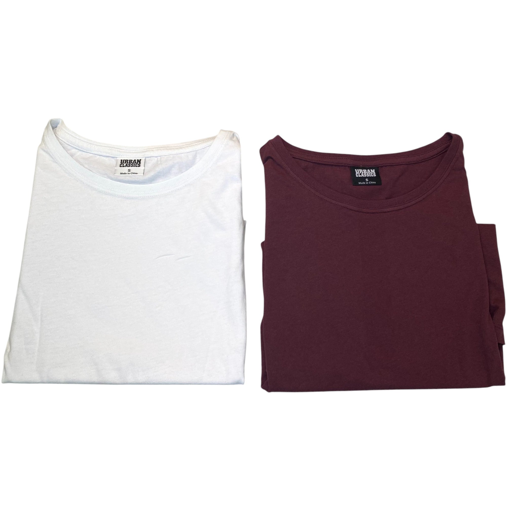 Urban Classics Ladies Extended Shoulder Tee 2-Pack Cherry & White