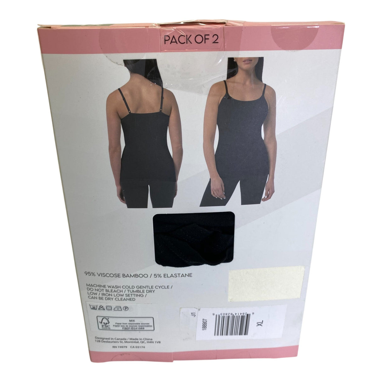 Parasuco 2x Ladies Camisole With Adjustable Straps - Black