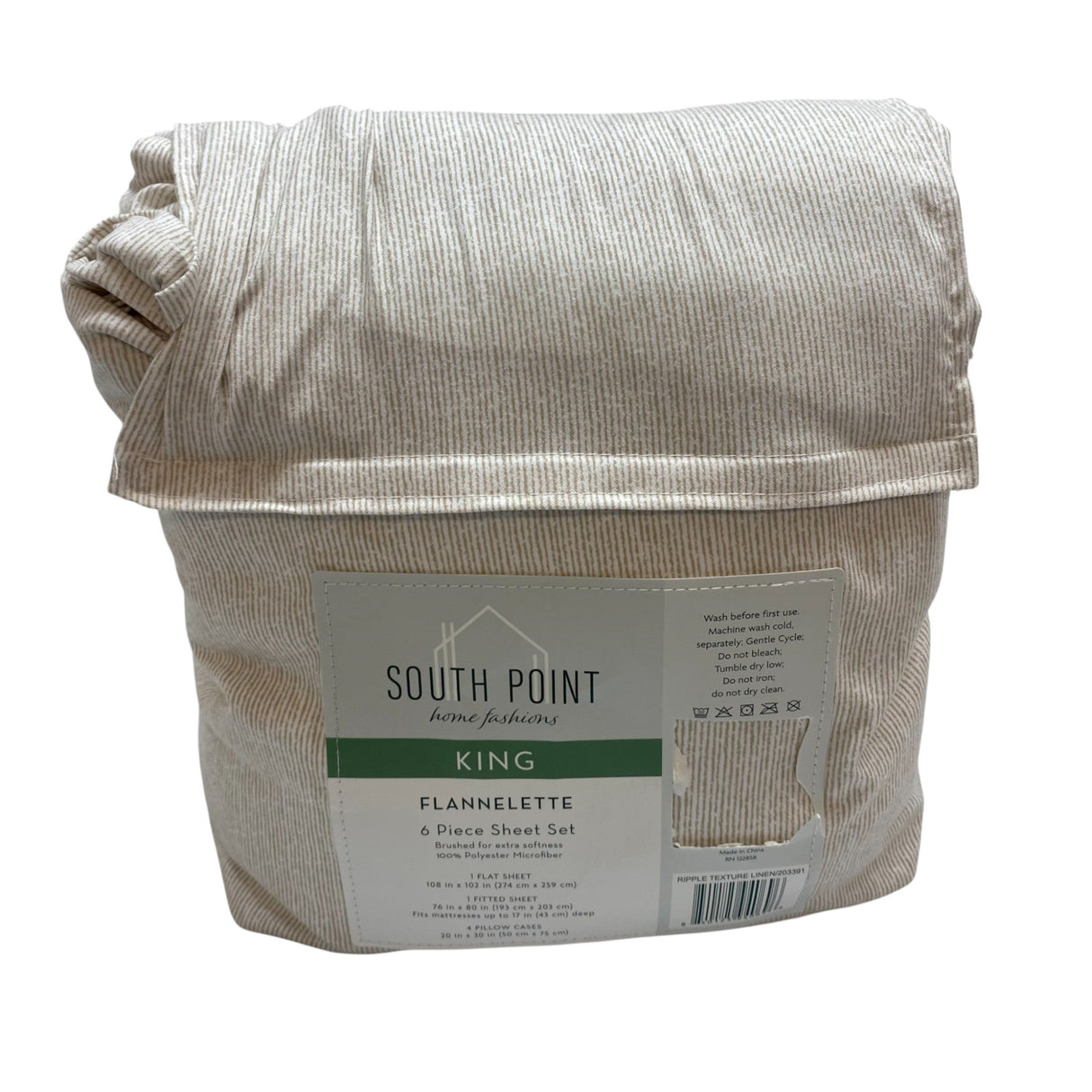 South Point Home Fashions Flannelette 6-Piece Sheet Set - King