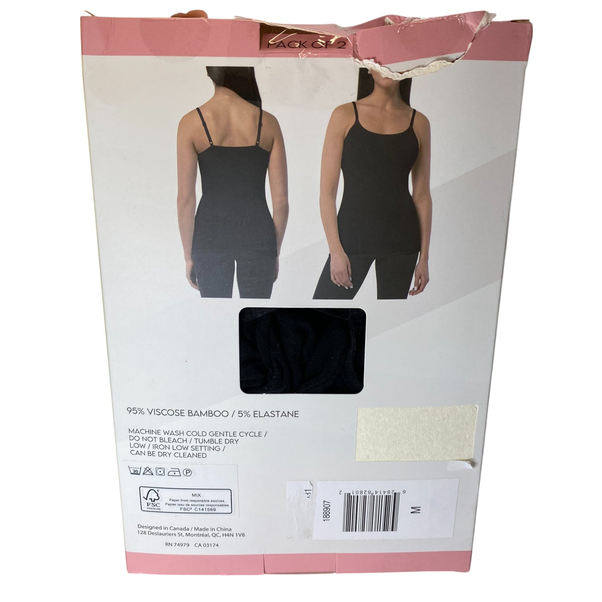 Parasuco 2x Ladies Camisole With Adjustable Straps - Black