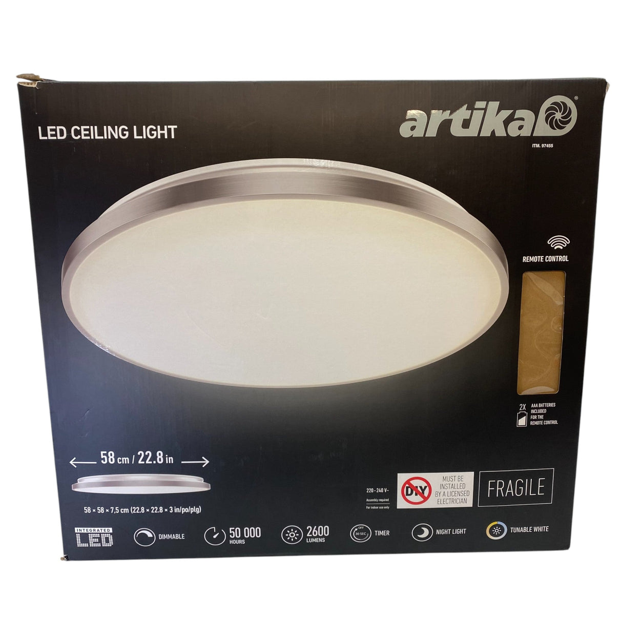 Artika Jupiter LED Ceiling Light with Remote Control 58cm