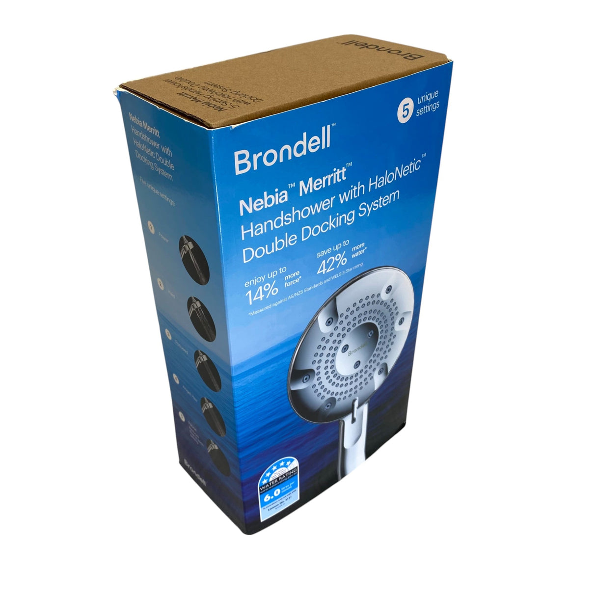 Brondell Nebia Merritt 5-setting Handheld Shower Head with HaloNetic Double Docking System