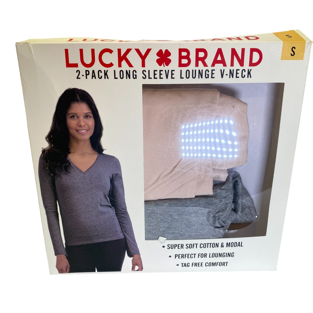 Lucky Brand 2 Pack Long Sleeve Lounge V-Neck Pink/Grey SIZE - Small
