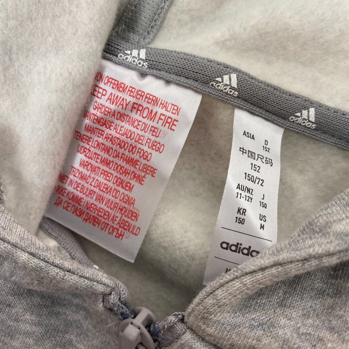 Adidas 3 Stripe Hooded Zip Top and Full Length Pants - 11-12Y SIZE - 12