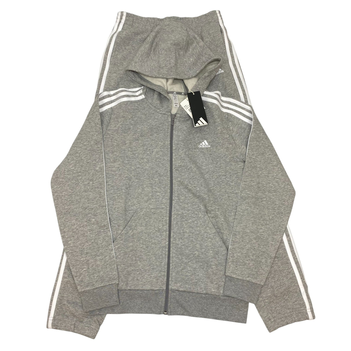 Adidas 3 Stripe Hooded Zip Top and Full Length Pants - 13-14Y SIZE - 14