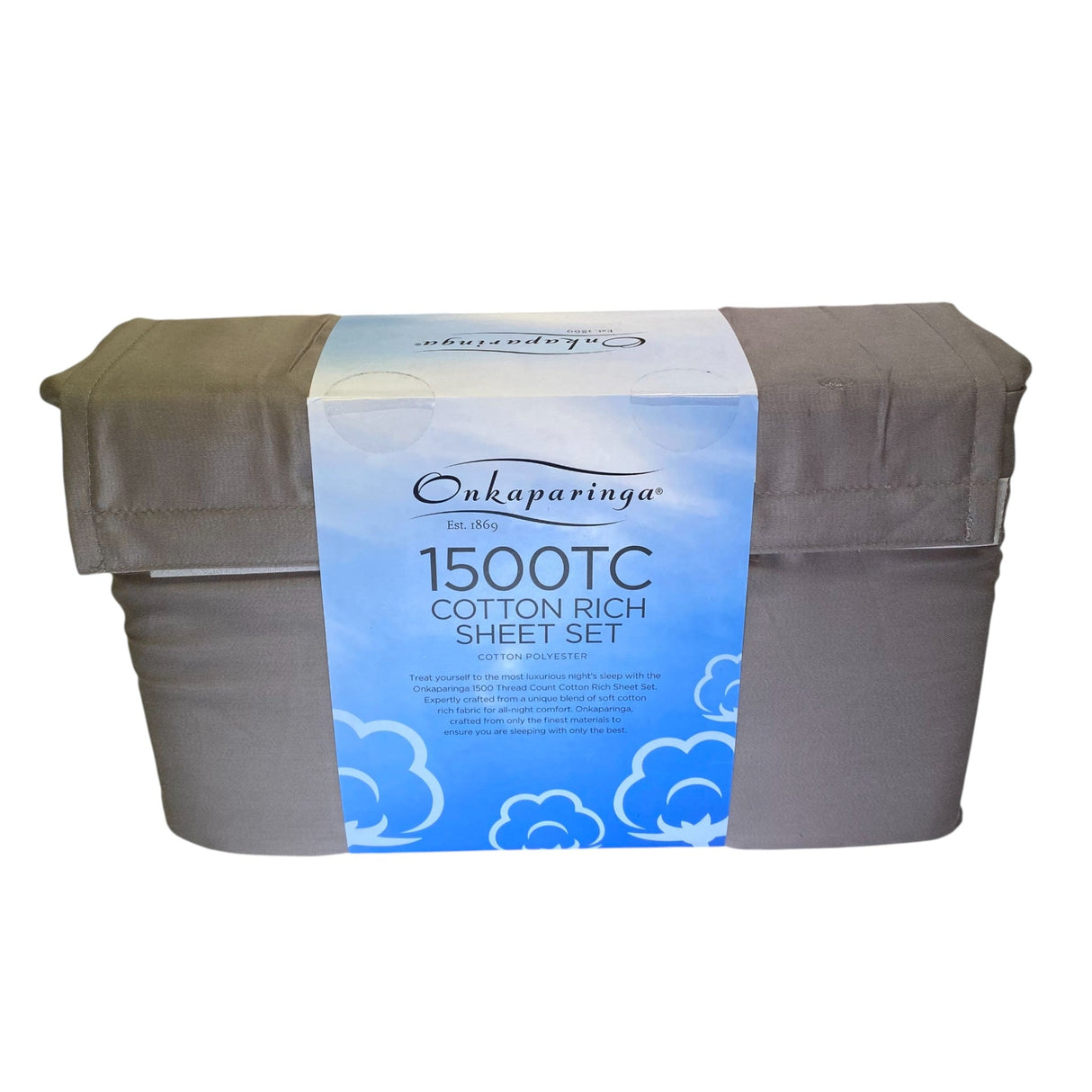 Onkaparinga Cotton Rich 1500 Thread Count Sheet King 4 Piece Set - Grey