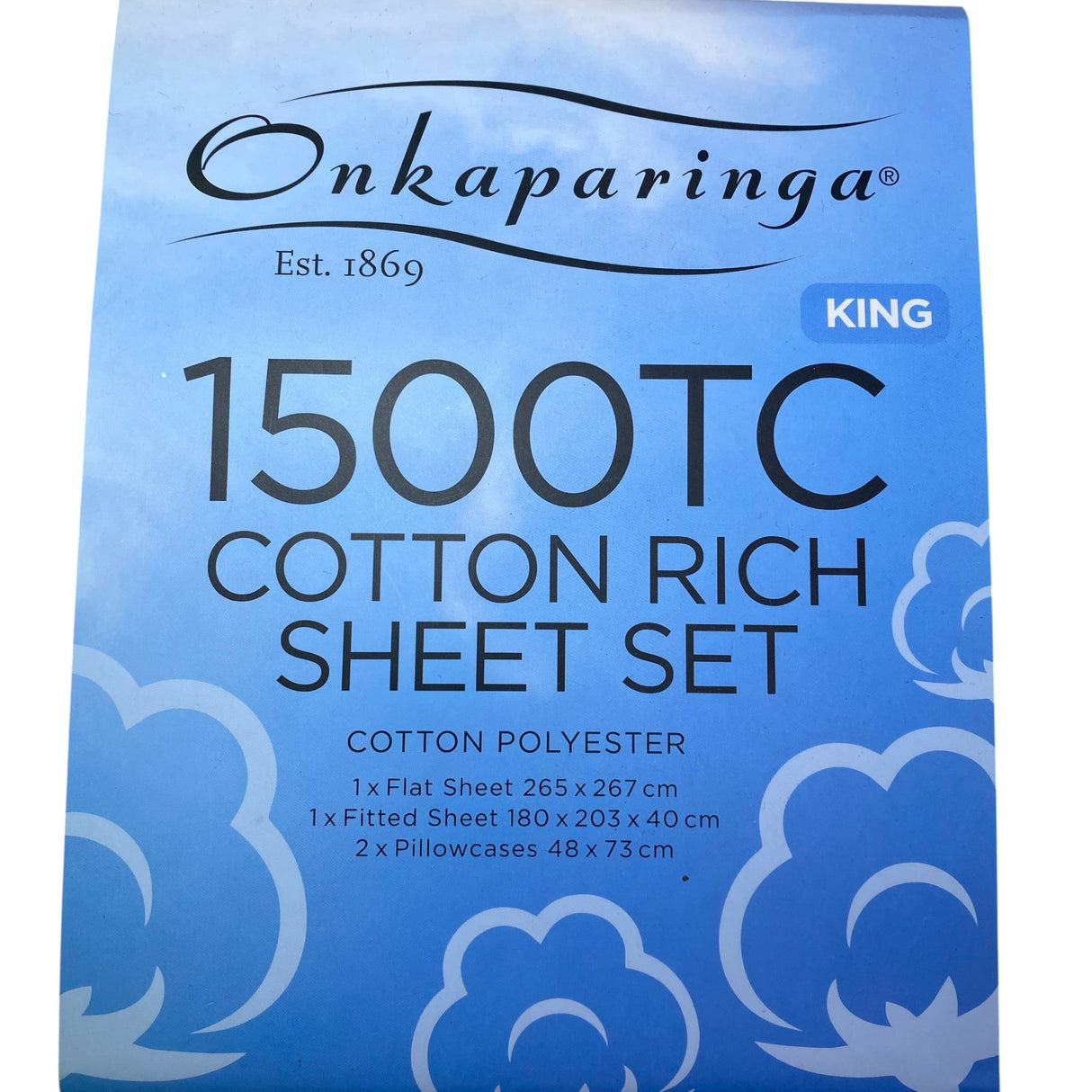 Onkaparinga Cotton Rich 1500 Thread Count Sheet King 4 Piece Set - Grey