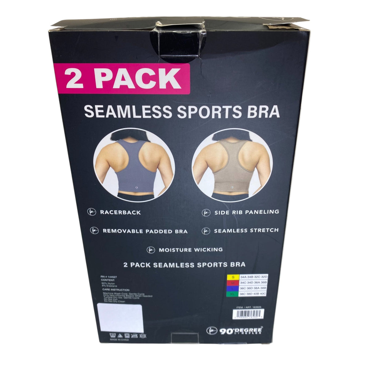 90 Degree By Reflex Women's Sports Bra 2 Pack SIZE - Large