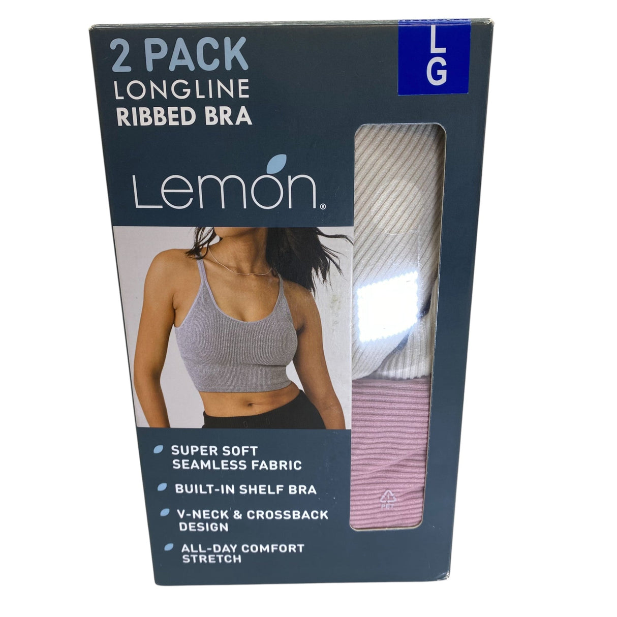 Lemon 2x Women's Longline Ribbed Bra SIZE - Large