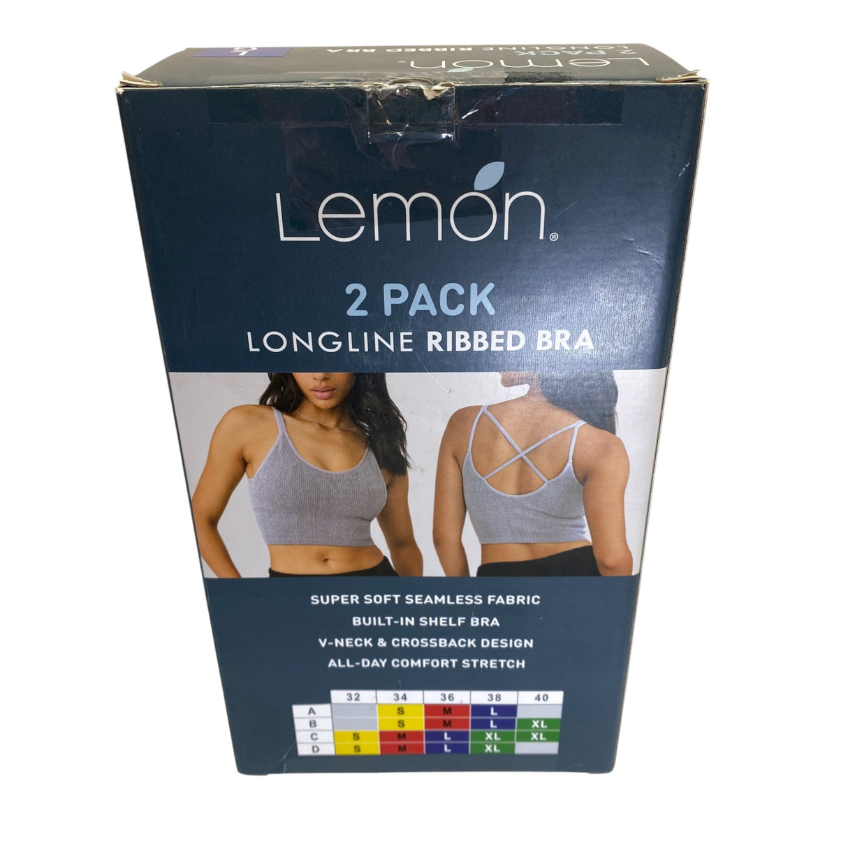 Lemon 2x Women's Longline Ribbed Bra SIZE - Large