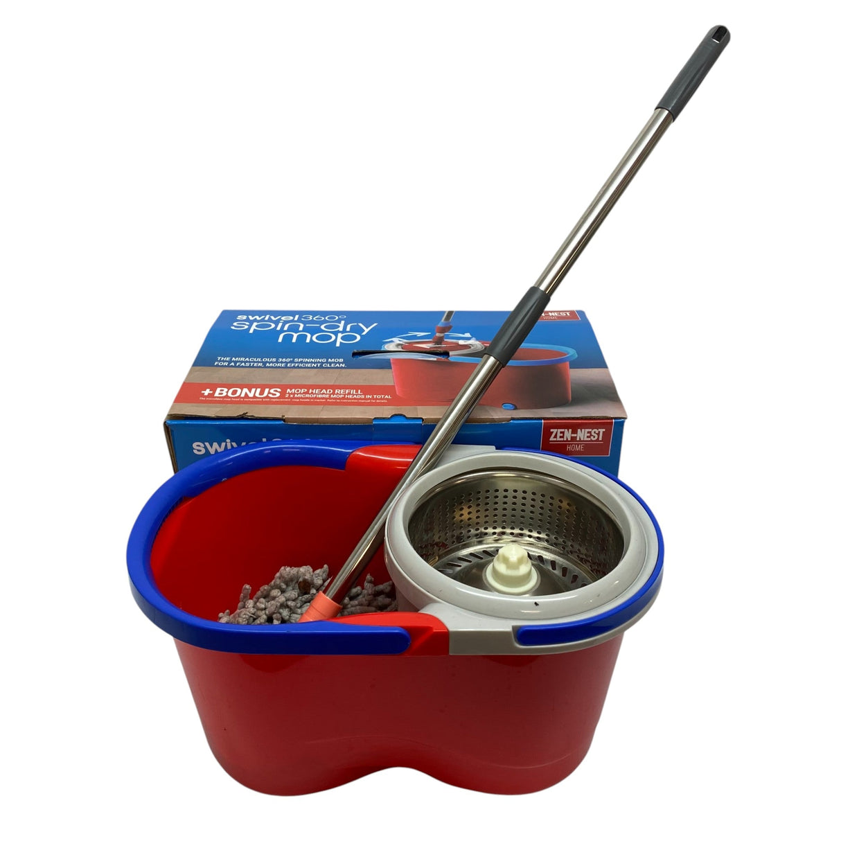 Zen-Nest Home Swivel 360 Spin-Dry Mop With Bonus Mop Head Refill