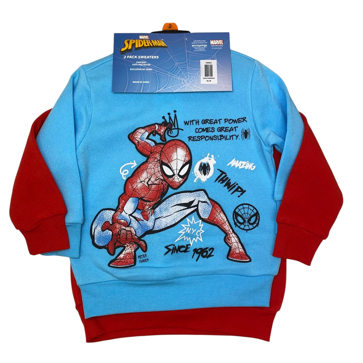 Marvel 2x Boys Spider-Man Sweaters SIZE - 2