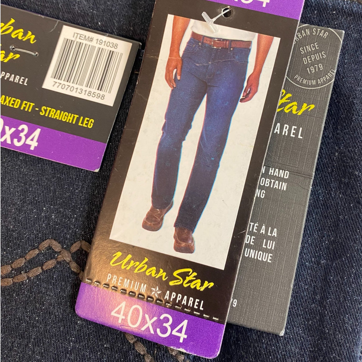 Urban Star Men's Relaxed Fit Straight Leg Jeans SIZE - 40x34
