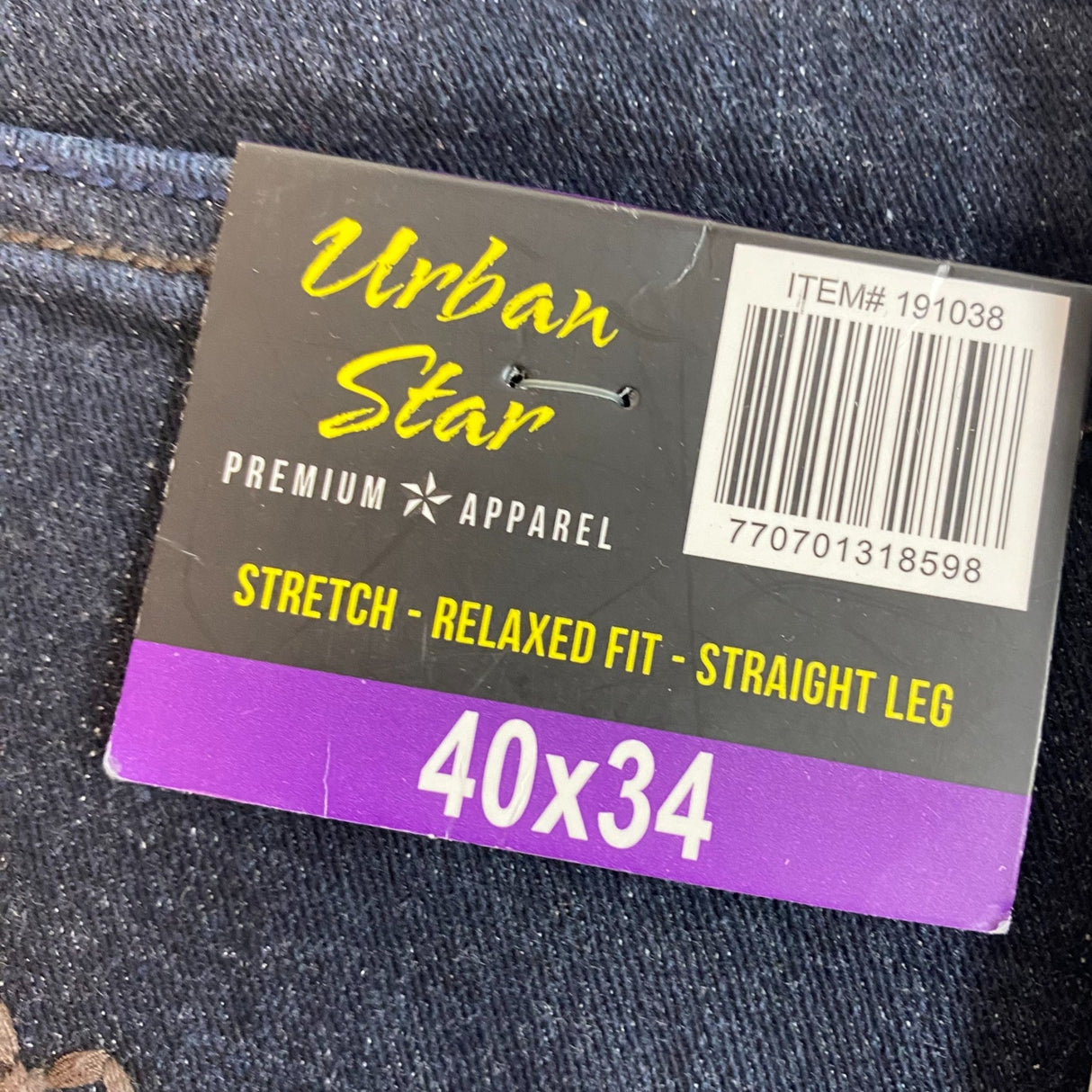 Urban Star Men's Relaxed Fit Straight Leg Jeans SIZE - 40x34