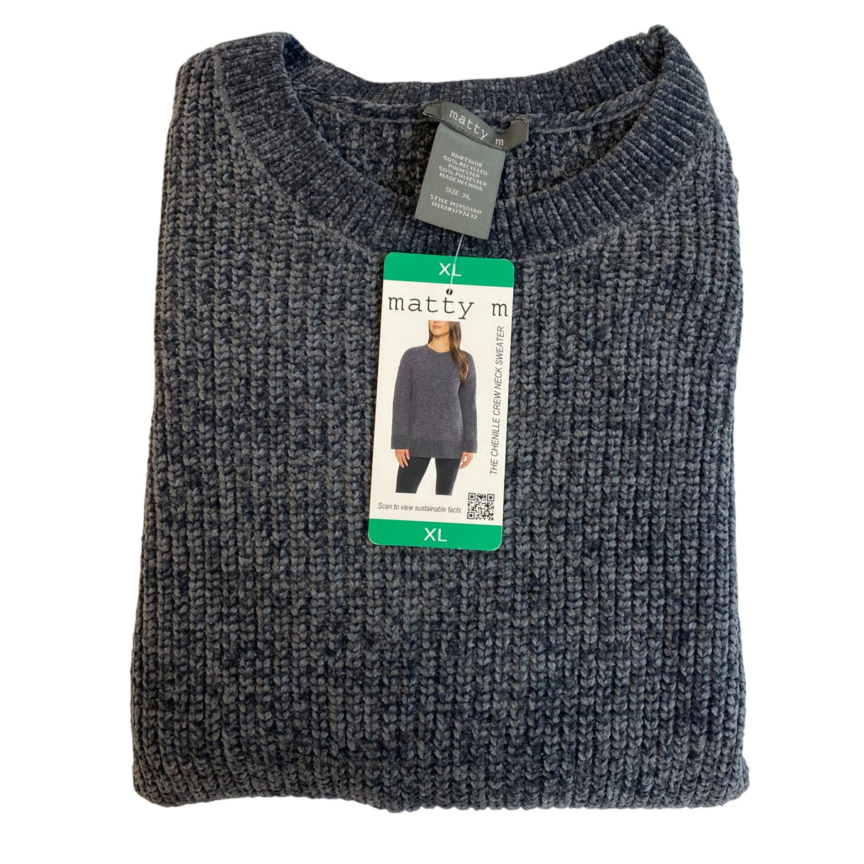 Matty M Women's The Chenille Crew Neck Sweater SIZE - Extra Large