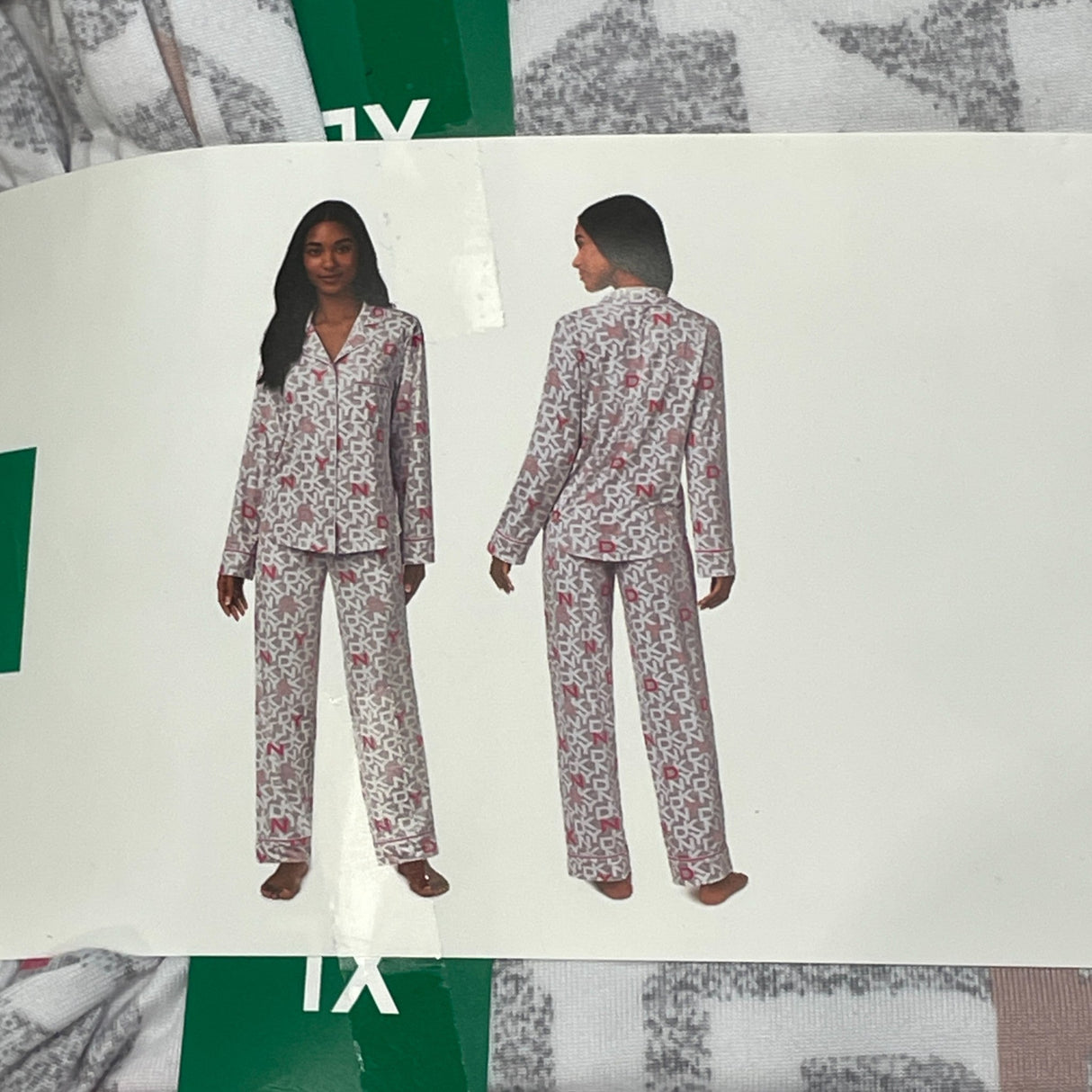 DKNY Women's 2 Piece Notched Collar Pyjama Set - Light Grey SIZE - Extra Large