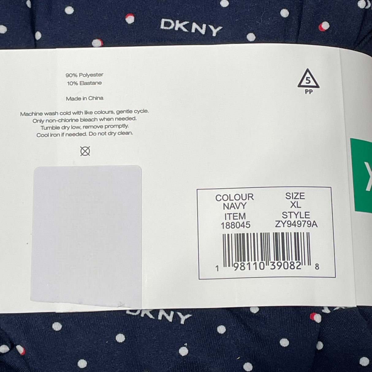 DKNY Women's 2 Piece Notched Collar Pyjama Set - Navy Polka Dots SIZE - Extra Large