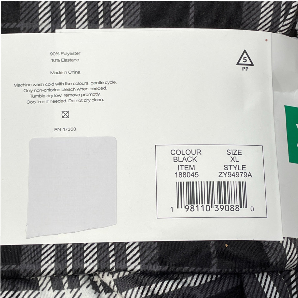 DKNY Women's 2 Piece Notched Collar Pyjama Set - Black Plaid SIZE - Extra Large