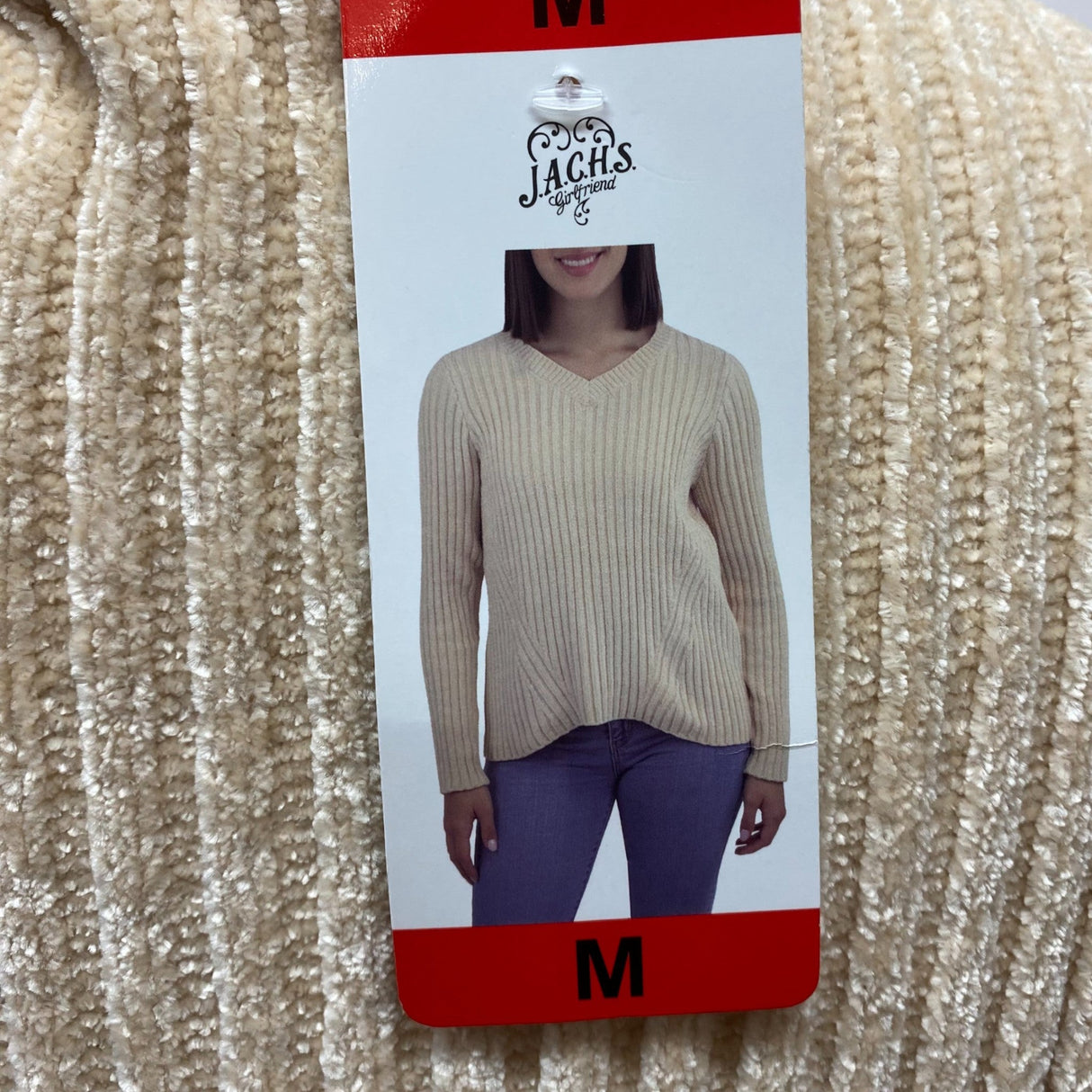 Jachs Women's Girlfriend Ribbed V-Neck Sweater SIZE - Medium