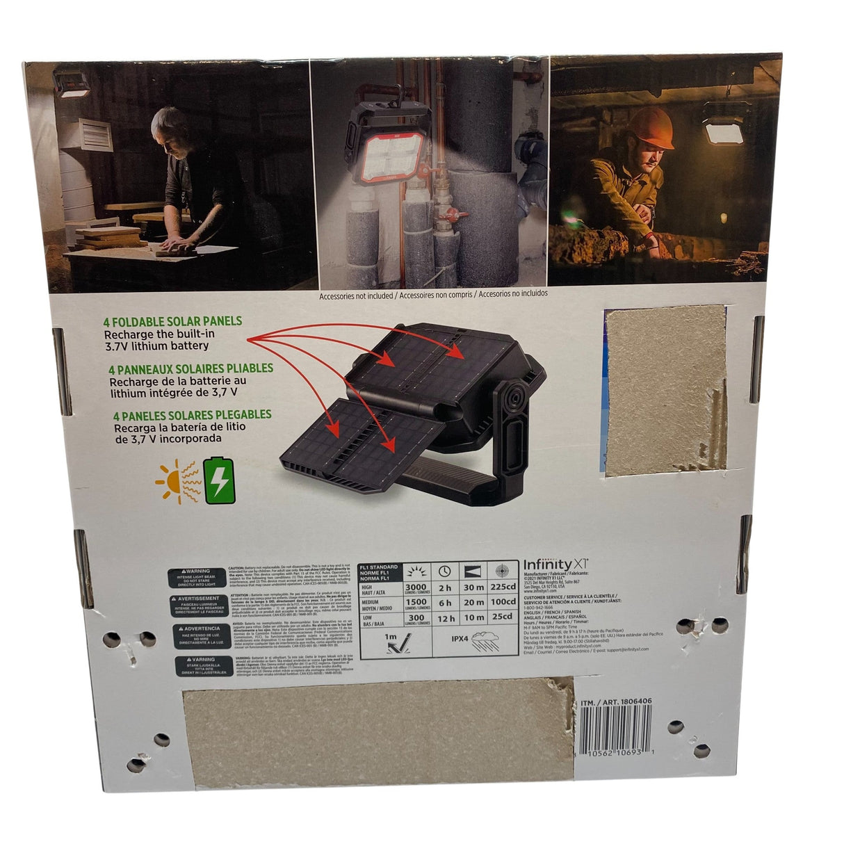 Infinity X1 Dual Powered Solar Work Light 3000 Lumen