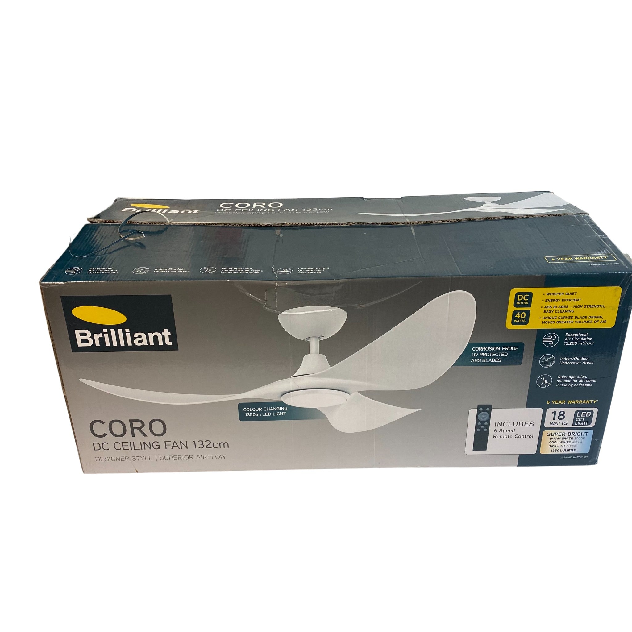 Brilliant CORO LED DC Ceiling Fan 132cm With Remote