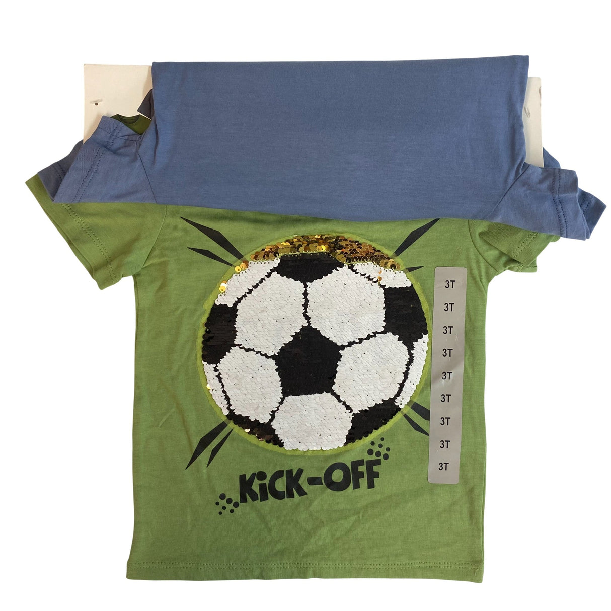 Cloud & Sky 2x Boys Sequin Flip Tees - Blue Combo Green SIZE - 3
