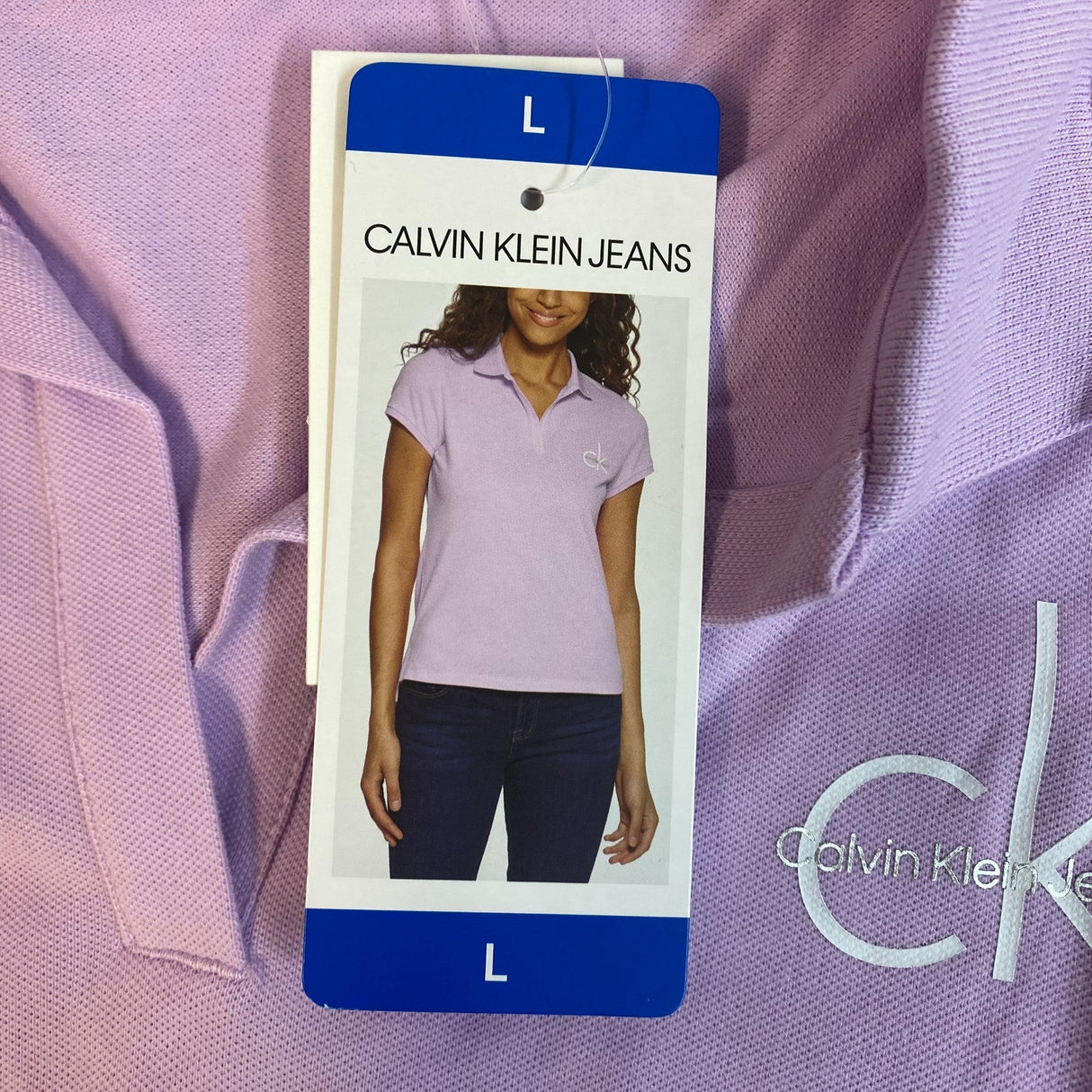 Calvin Klein Women's V-Neck Polo Tee SIZE - Large