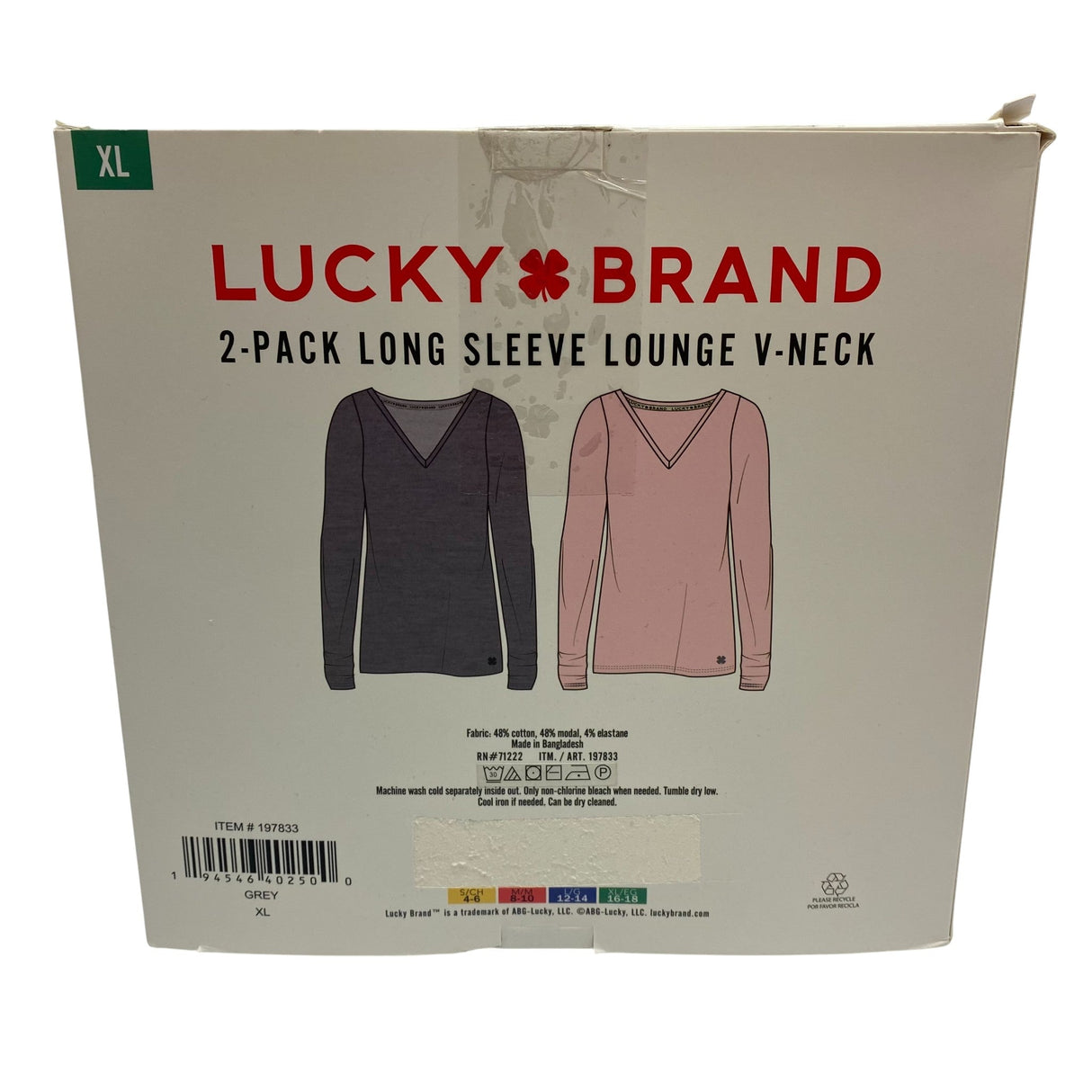 Lucky Brand 2 Pack Long Sleeve Lounge V-Neck SIZE - Extra Large