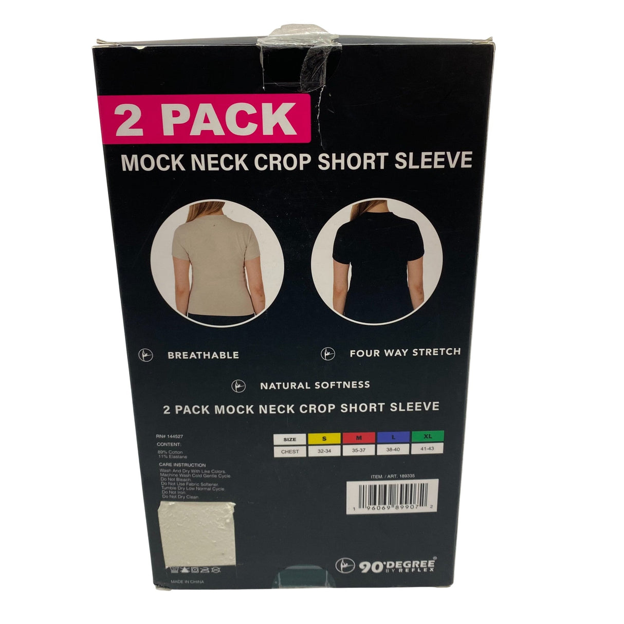 90 Degree By Reflex 2x Women's Mock Neck Crop Short Sleeve T-Shirts SIZE - Small